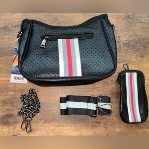 IBEE Black Red and White Neoprene Crossbody Bag Set